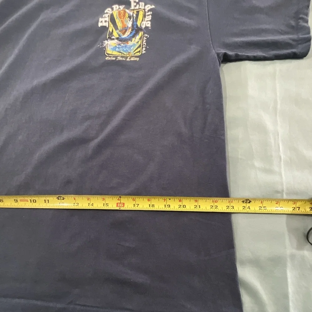 Yazbek Navy Blue Fishing Graphic Men's Crew Neck Short‎ Sleeve T-Shirt Size XL
